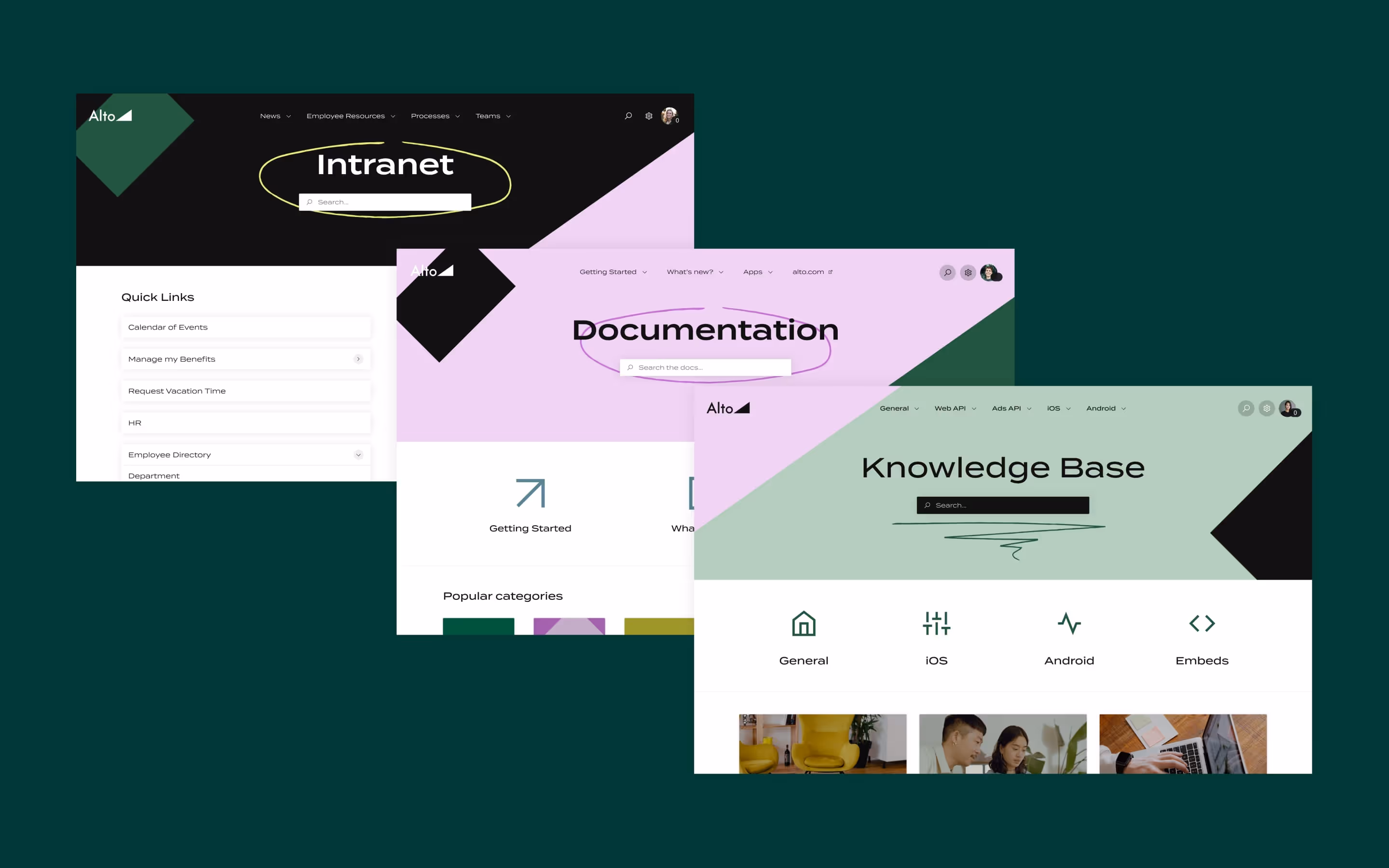 An image showing several Refined sites with an Alto branding.