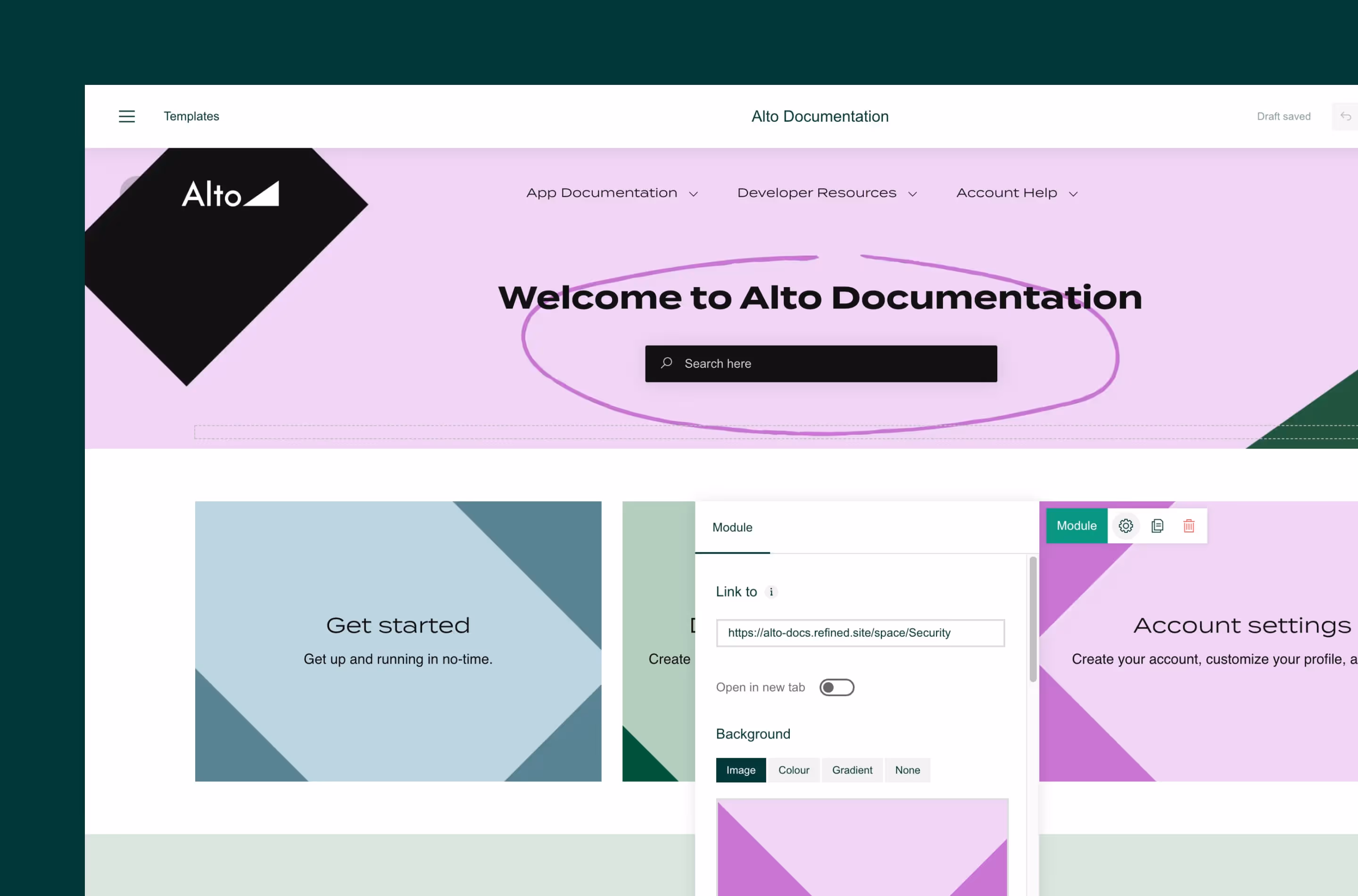 A visual showing the Page Builder in Refined.