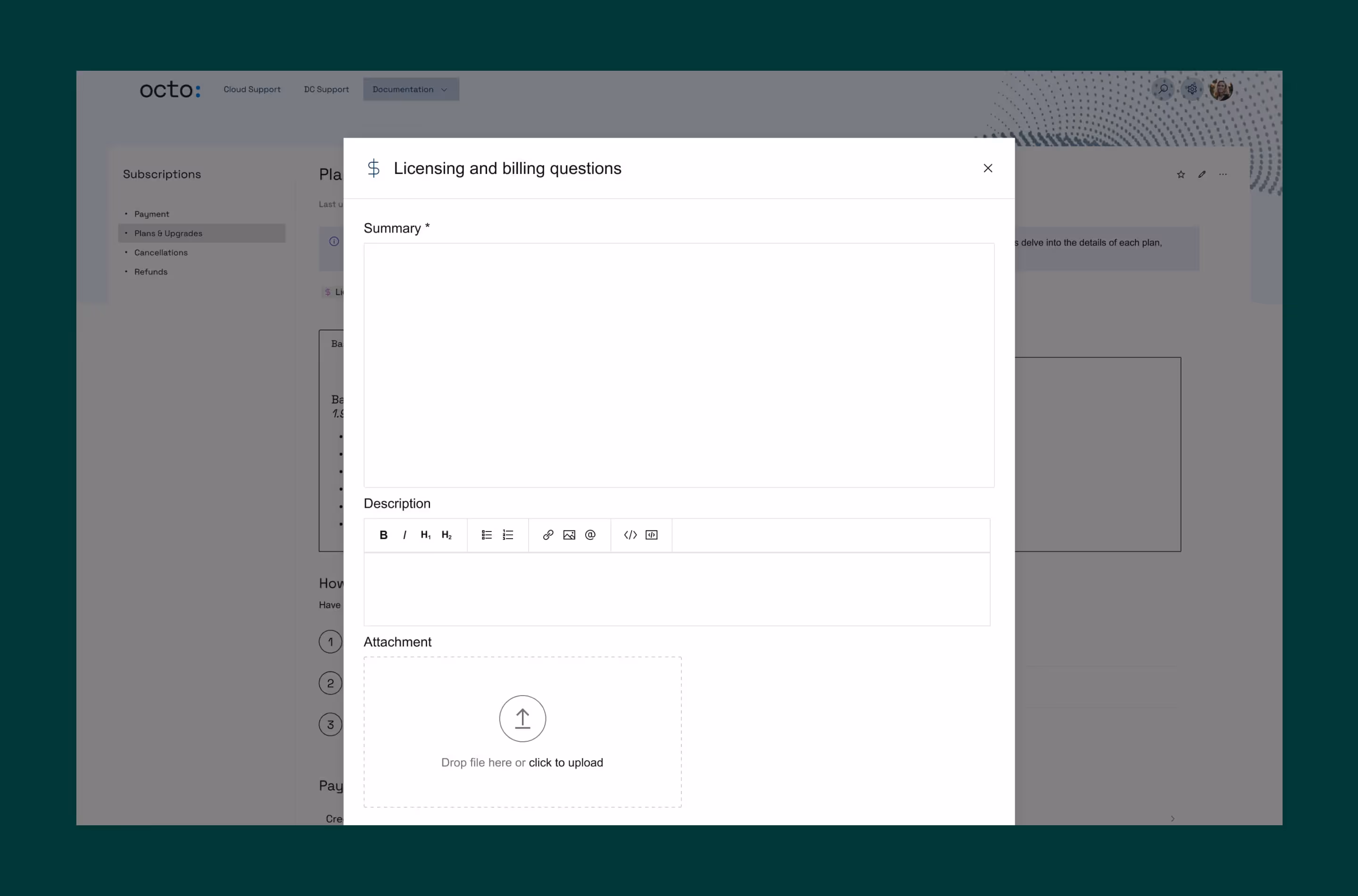 A visual showing an embedded request type link.