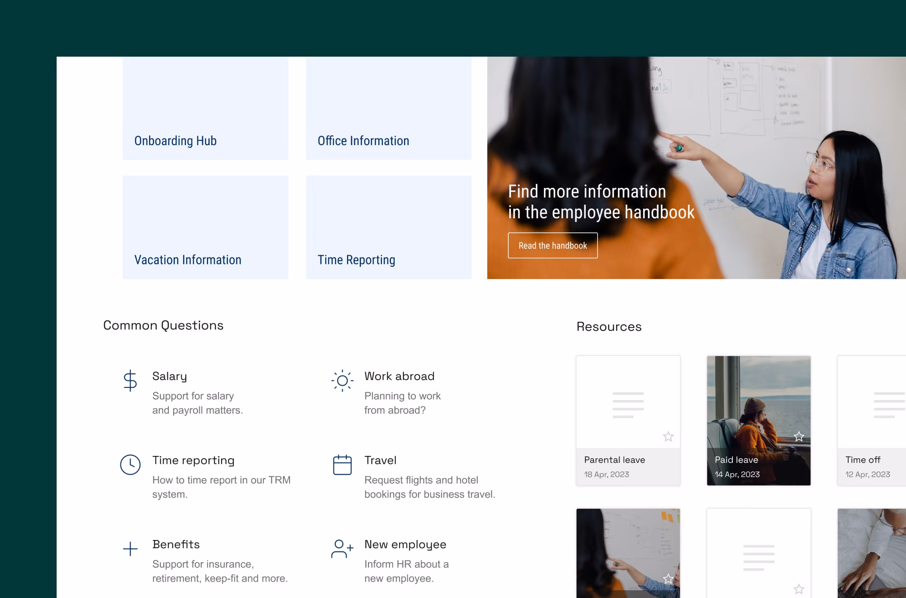A visual showing request types on a landing page.