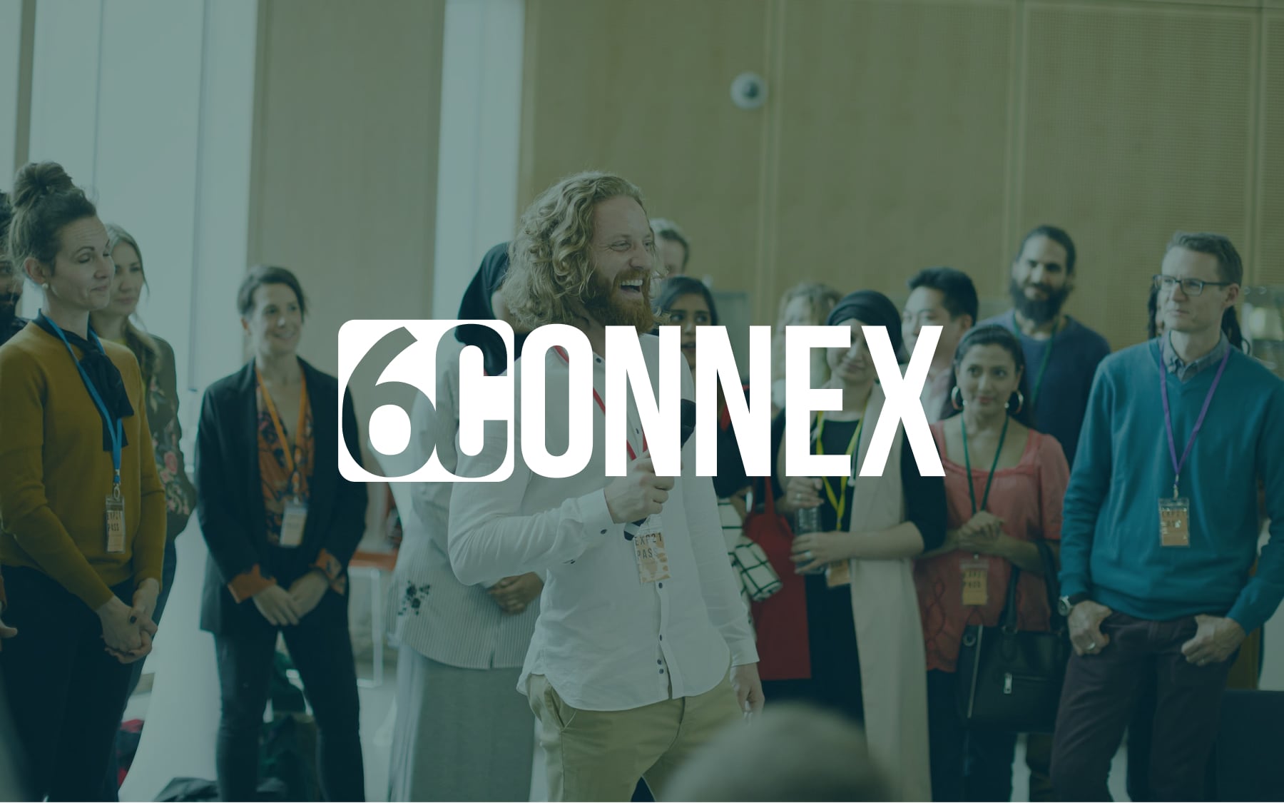 The 6Connex logo against an image background with a dark green tint overlay.