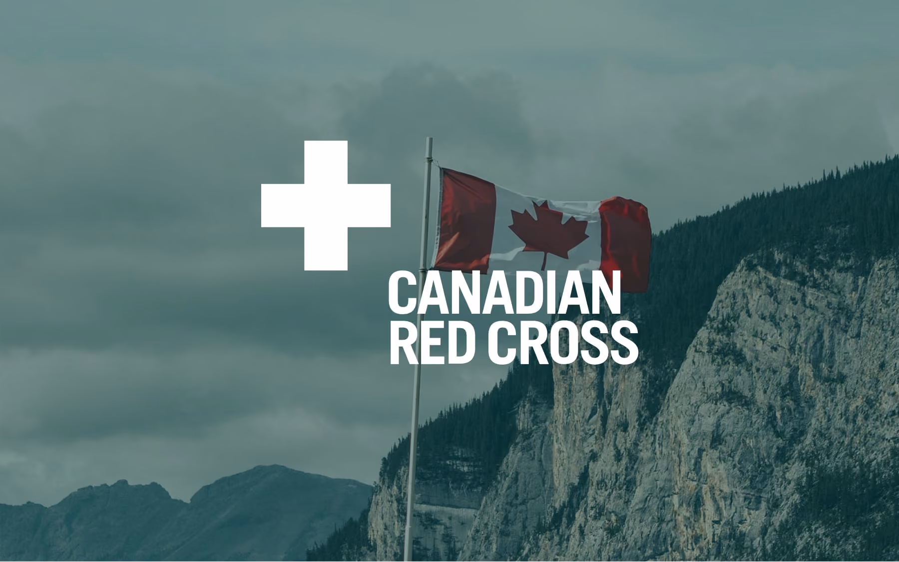 The Canadian Red Cross logo against an image background with a dark green tint overlay.