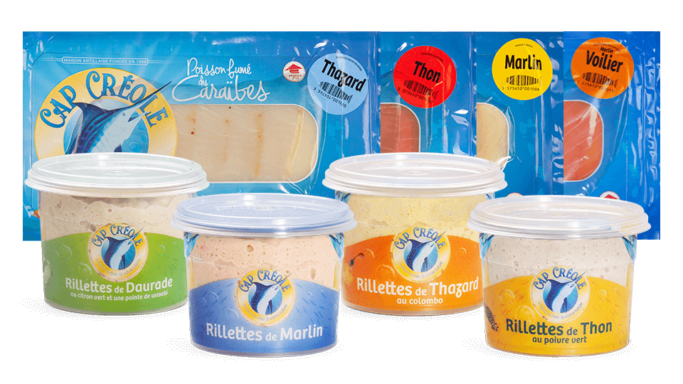 Produits Cap Creole: Rillettes et tranches de Thon, Marlin, Thazard