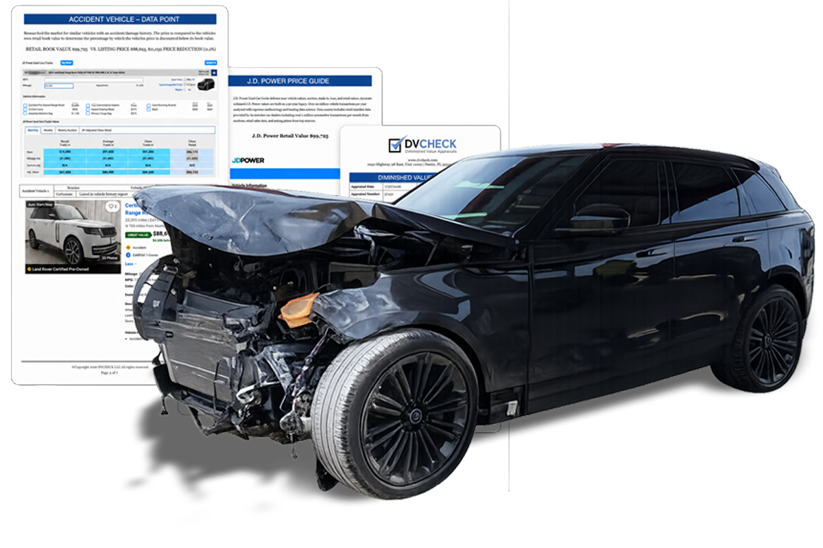 A wrecked vehicle in need of a diminished value appraisal