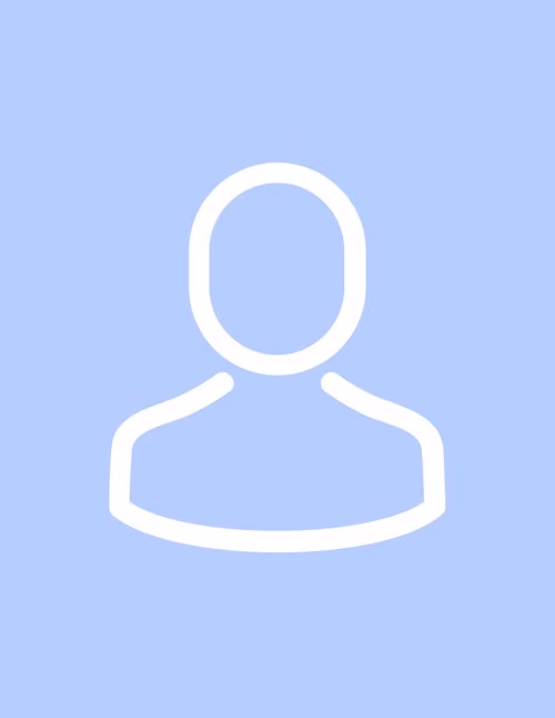 Simple white outline icon of a person on a light blue background, representing a generic user profile or avatar.