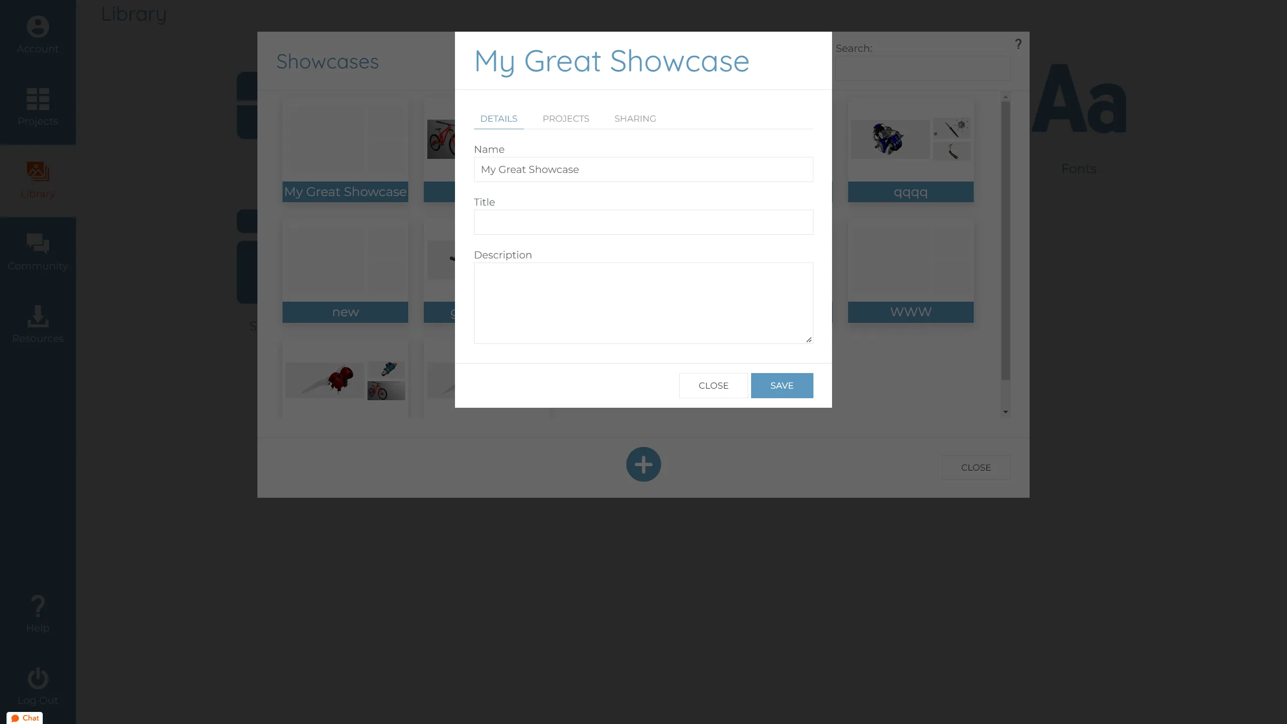 Cadasio dashboard creating showcase