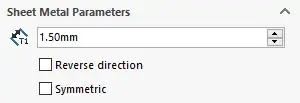 Control the thickness of the sheet metal within the Sheet Metal Properties 