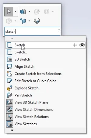 The SolidWorks shortcut bar it shown by pressing your S key