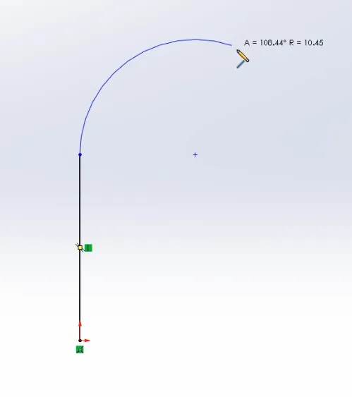 Pressing A whilst sketching a line toggles to a tangent arc