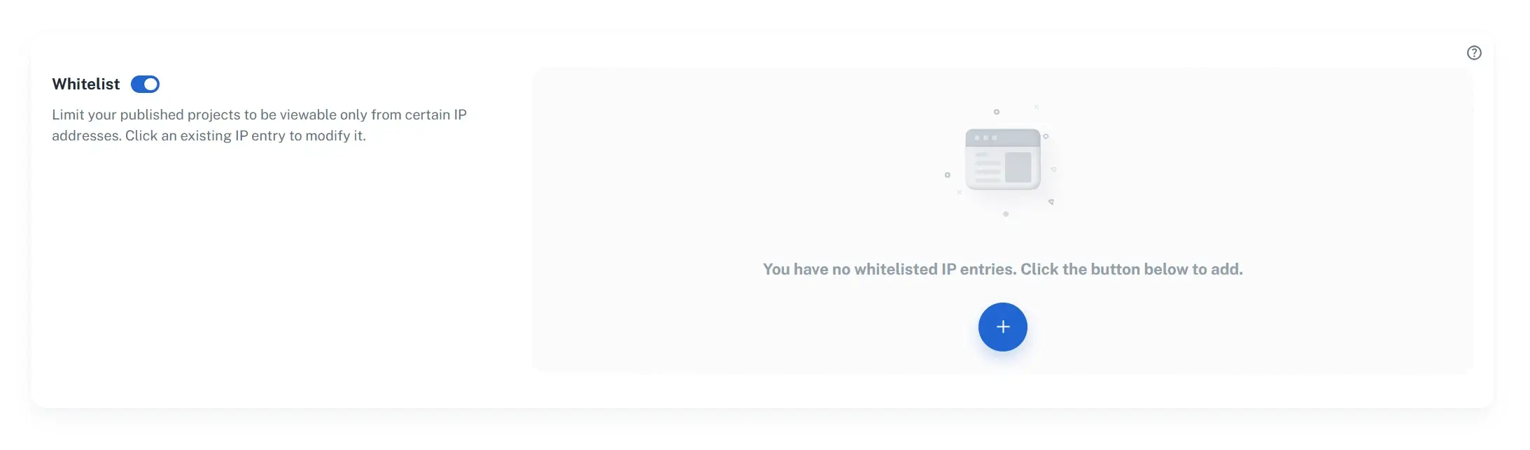 Navigate to the whitelist area of the Cadasio dashboard to enable it