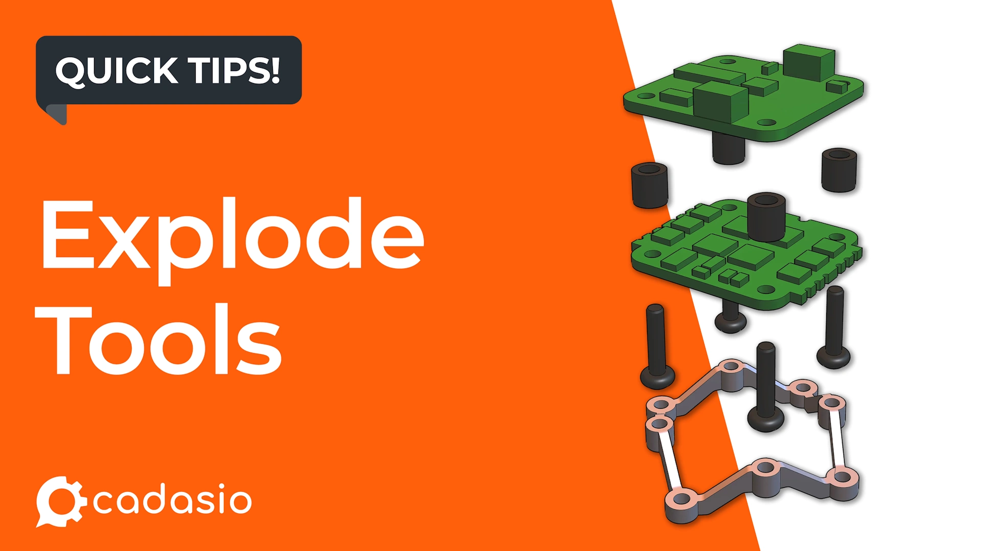 Quickly separate components in Cadasio using Linear, Symmetrical, and Spherical explode modes for clear assembly views.