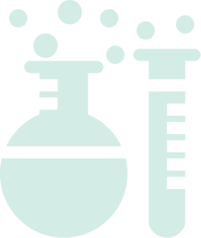 A florence flask and a test tube in light green