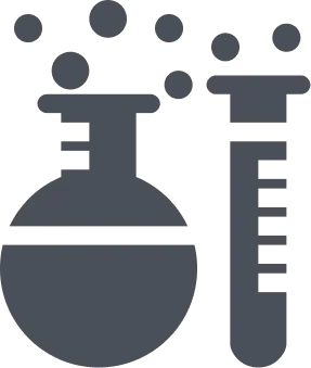 A florence flask and a test tube in grey.