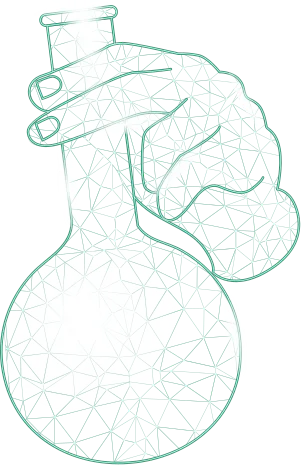 An illustration of a hand holding a flask