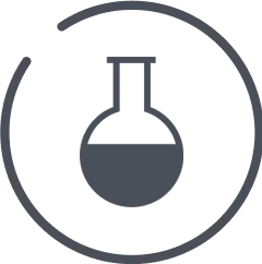 Round bottom flask inside a circle in grey