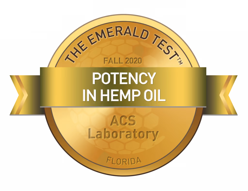 The award for Potency in Hemp Oil, Emerald Test Fall 2020