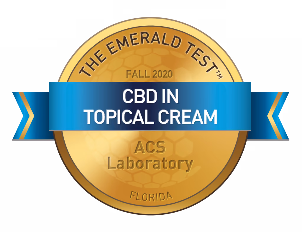 The award for CBD in tropical cream, Emerald Test Fall 2020 