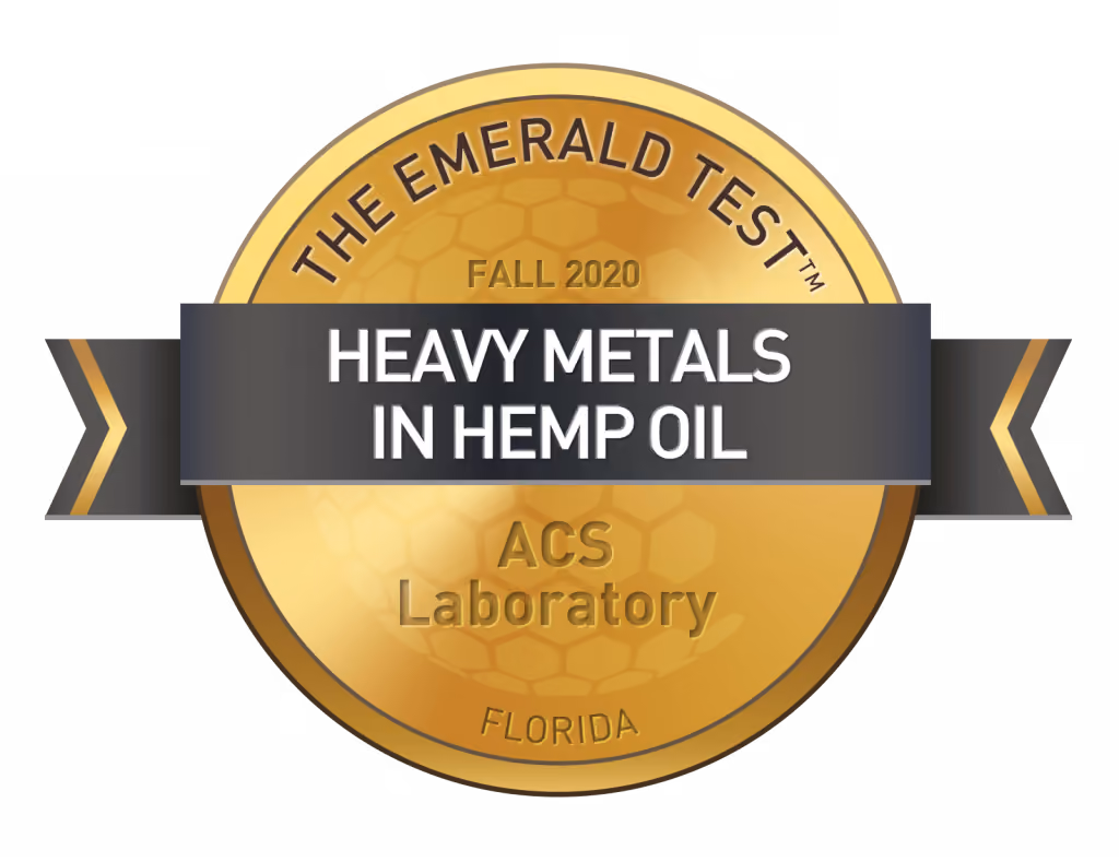 The award for Heavy Metal in Hemp oil, Emerald Test Fall 2020 