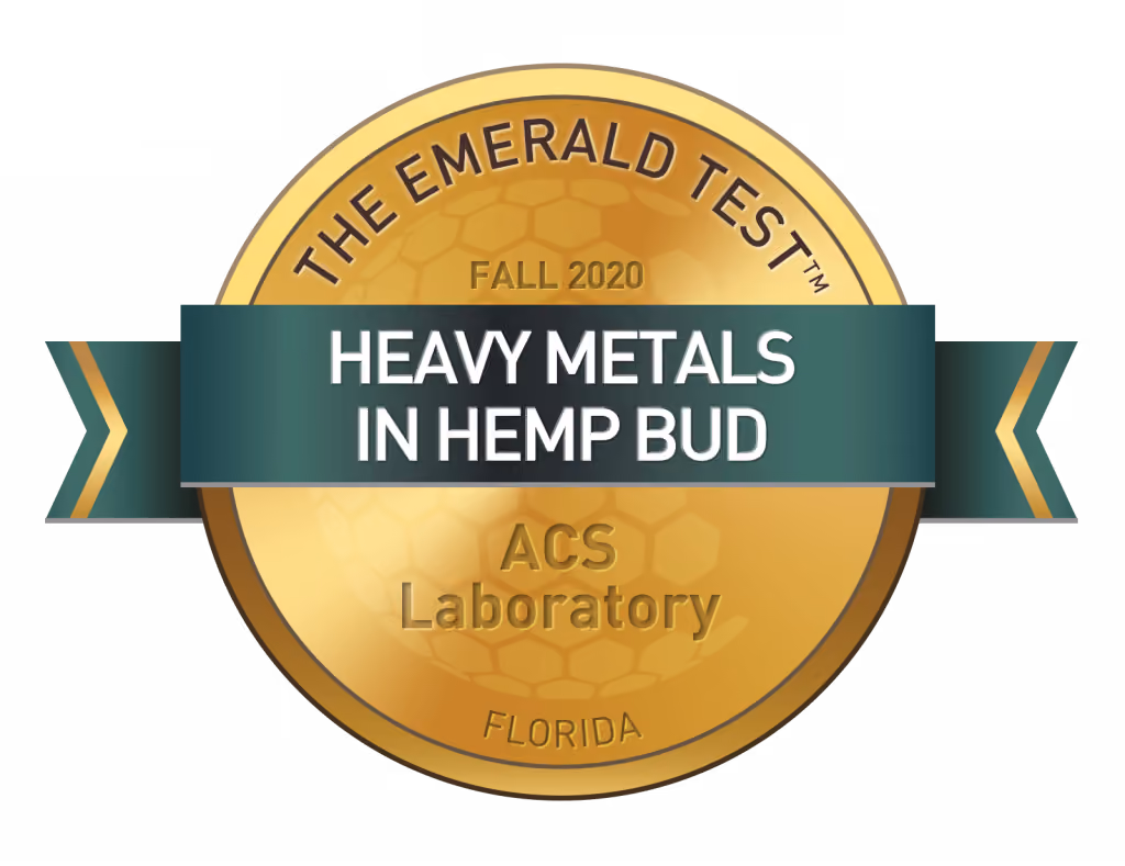 The award for Heavy Metal in Hemp Bud, Emerald Test Fall 2020 