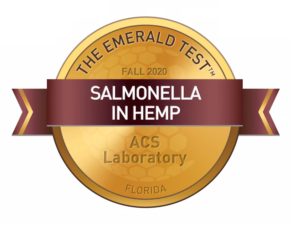 The award for Salmonella in Hemp, Emerald Test Fall 2020 