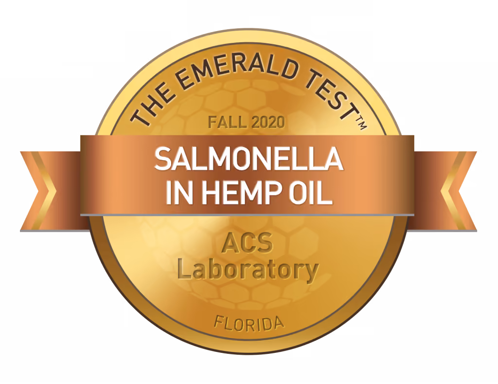 The award for Salmonella in Hemp Oil, Emerald Test Fall 2020 