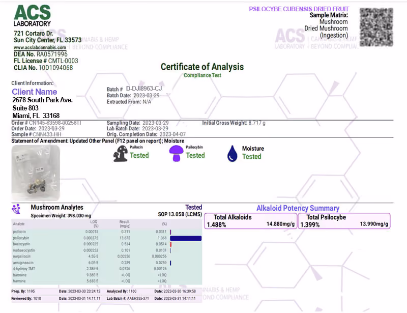 Certificate of Analysis image
