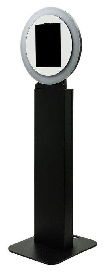 Standard photo booth kiosk with ring light and touchscreen