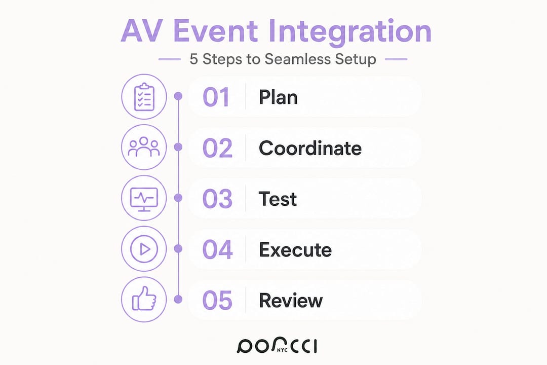 Infographic showing AV integration steps for events