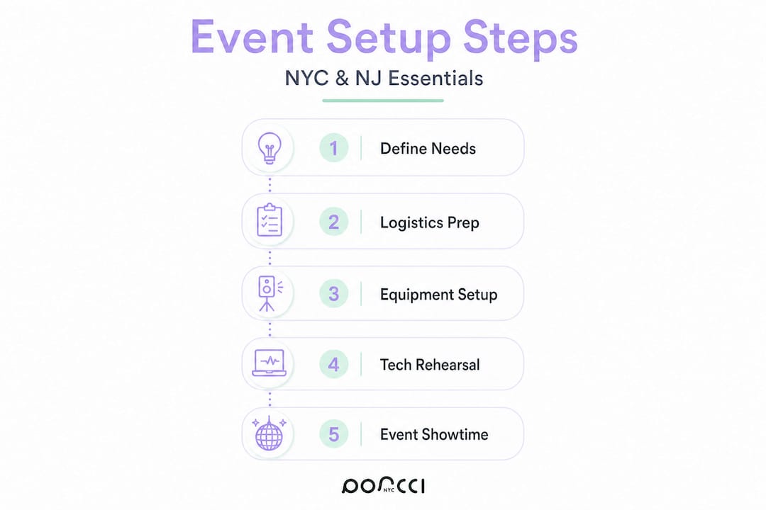 Infographic shows five steps for event setup