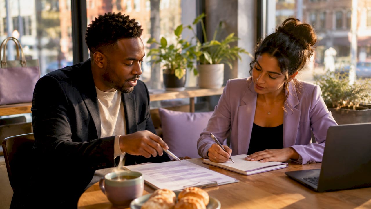 Hands reviewing party vendor evaluation rubric