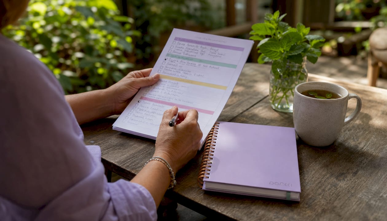 Hands holding micro event checklist