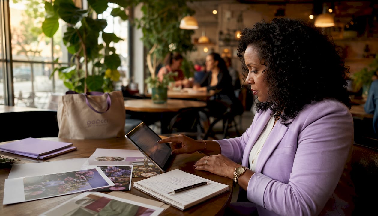 Event planner hands using tablet for staffing