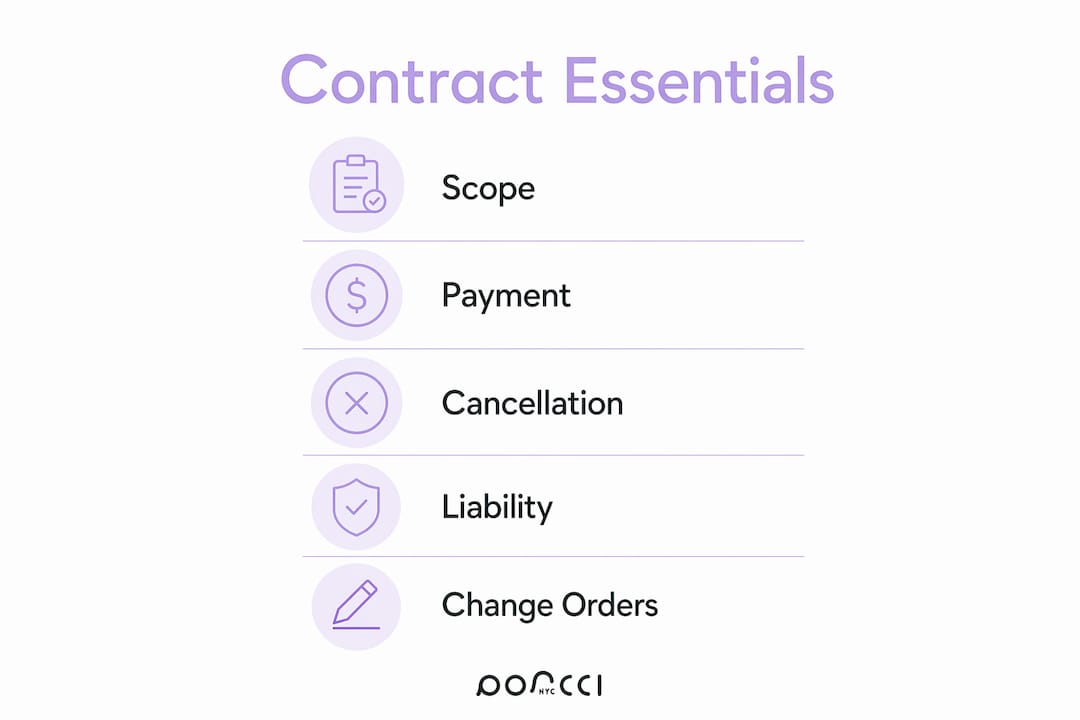 Infographic outlining key corporate event contract elements