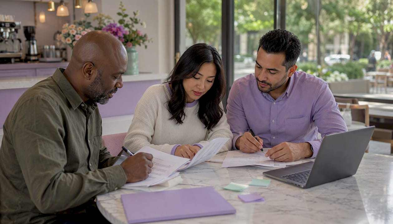 Team discussing vendor pricing documents