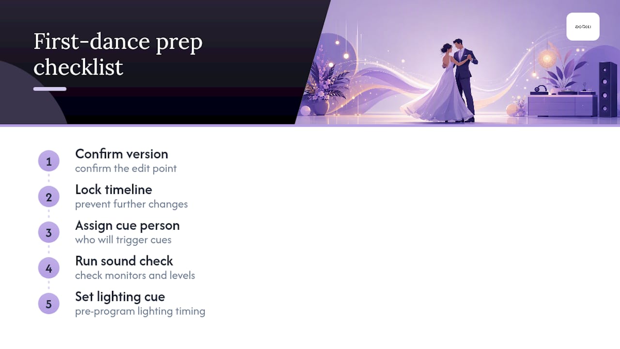 Five-step first dance preparation checklist