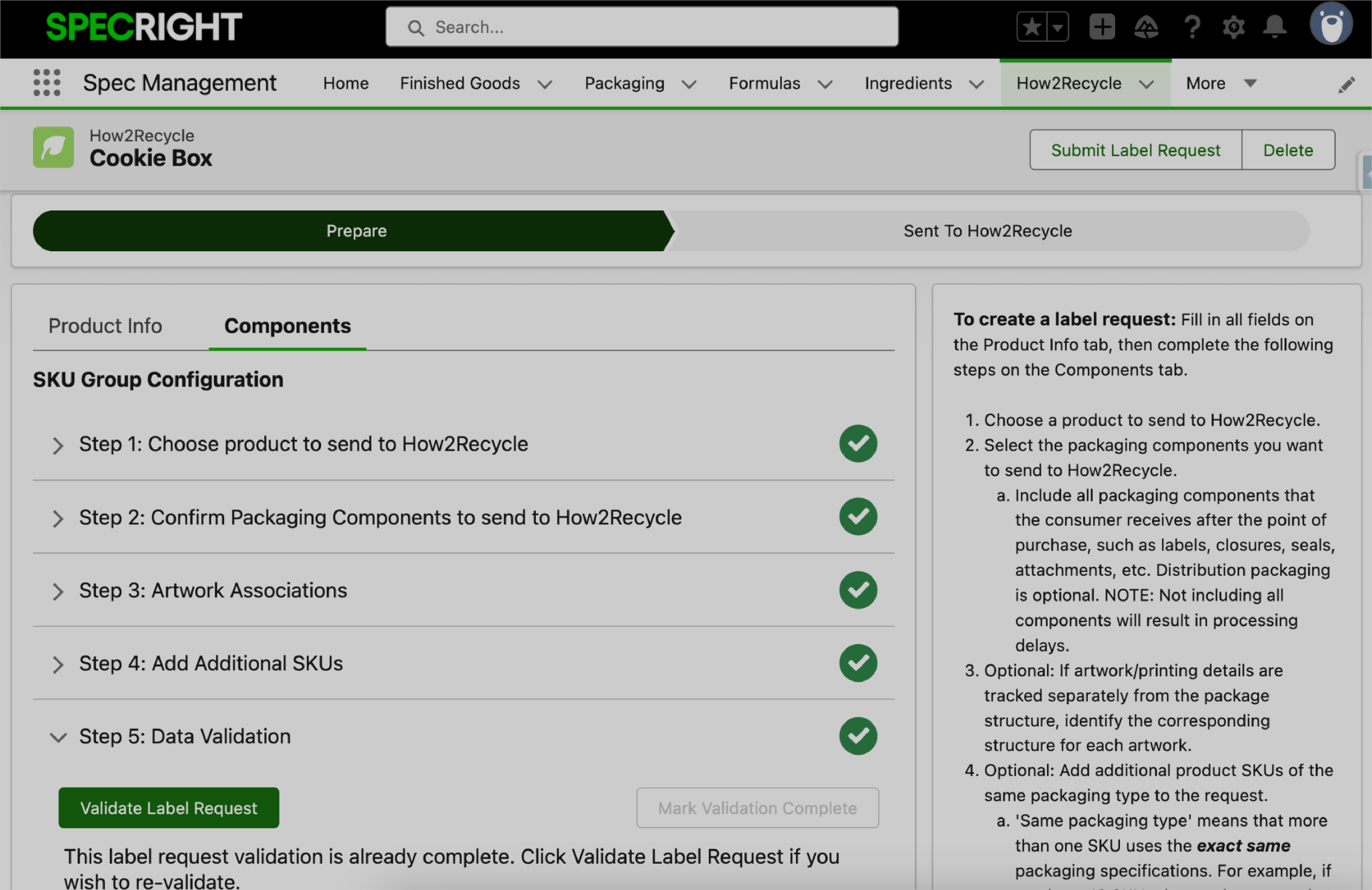 Mass Revisions screenshot of approved specs