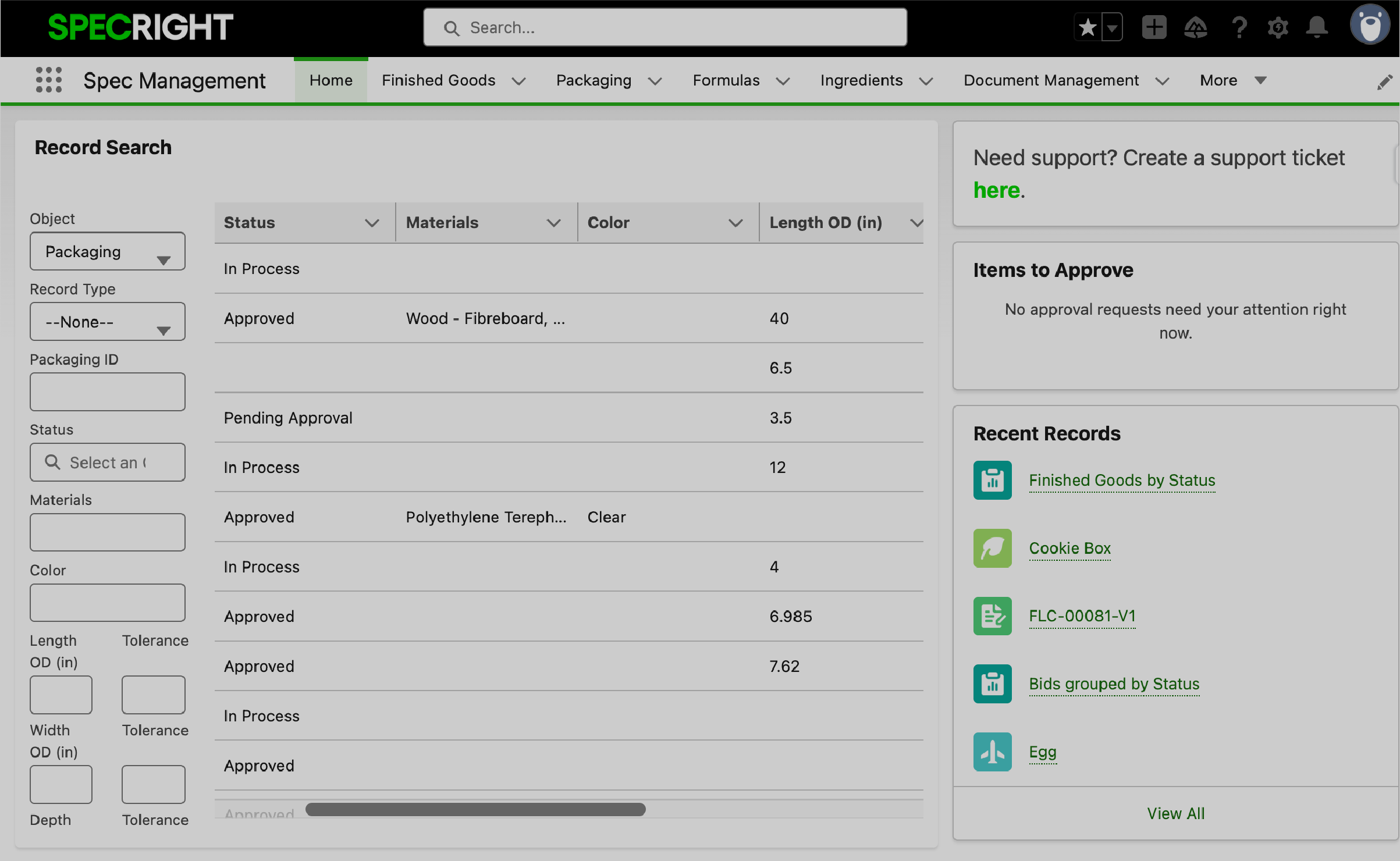 Screenshot of Specright tasks new modal