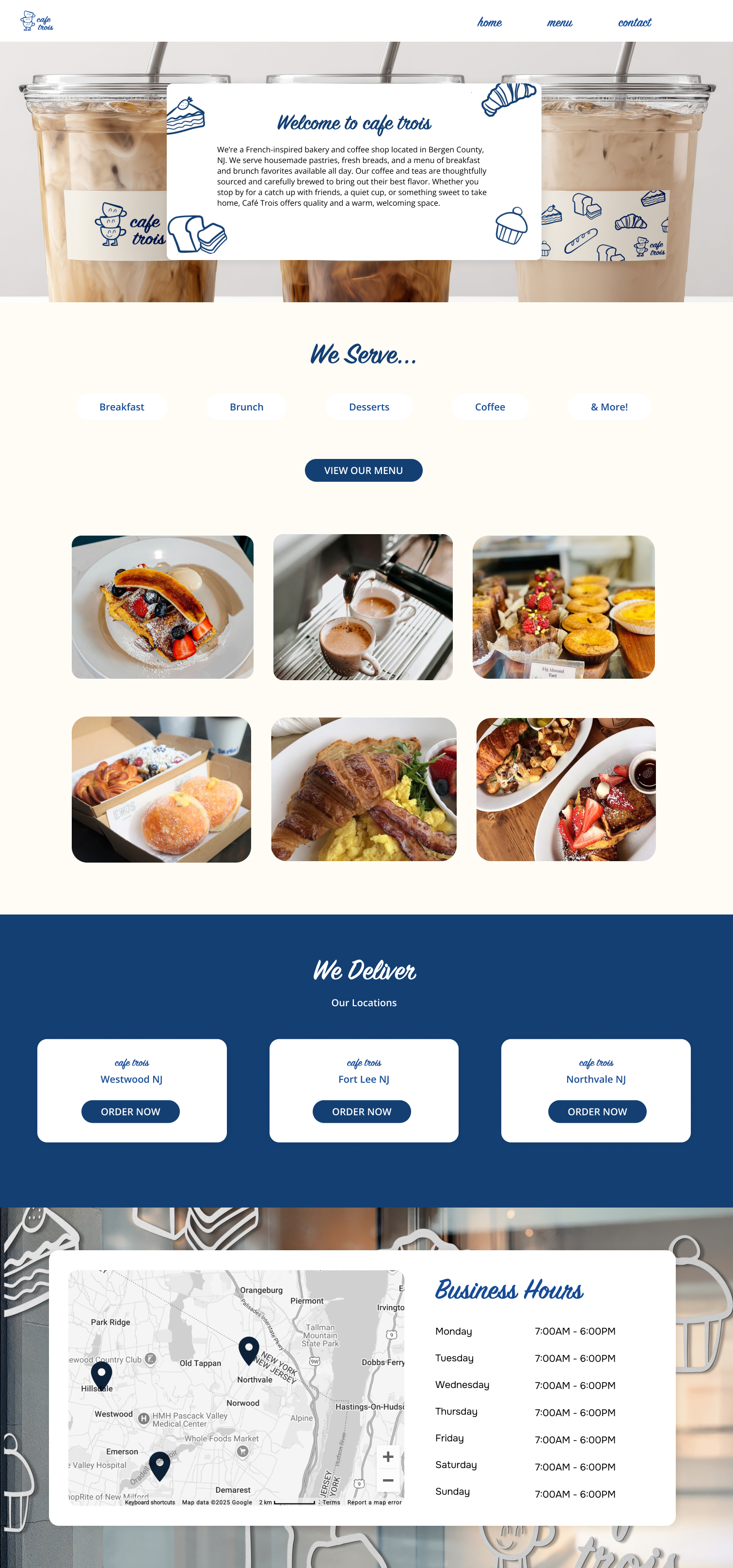 Cafe website homepage design