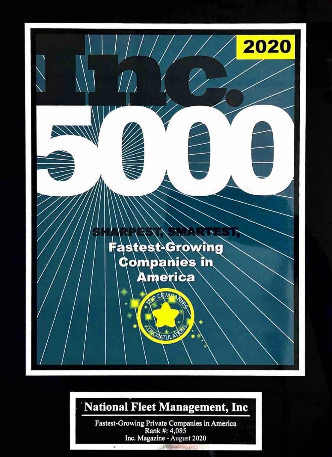 Inc. 5000 Award to National Fleet Management in 2020