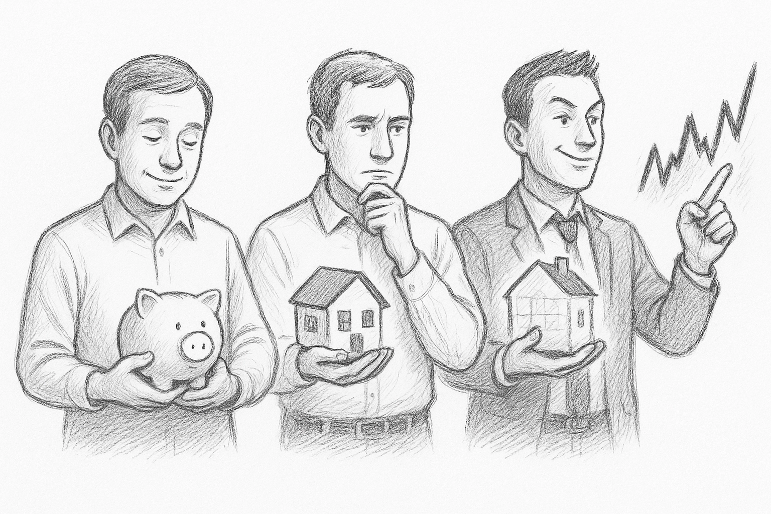 Imagen de tres tipos de inversionistas (conservador, moderado y agresivo).