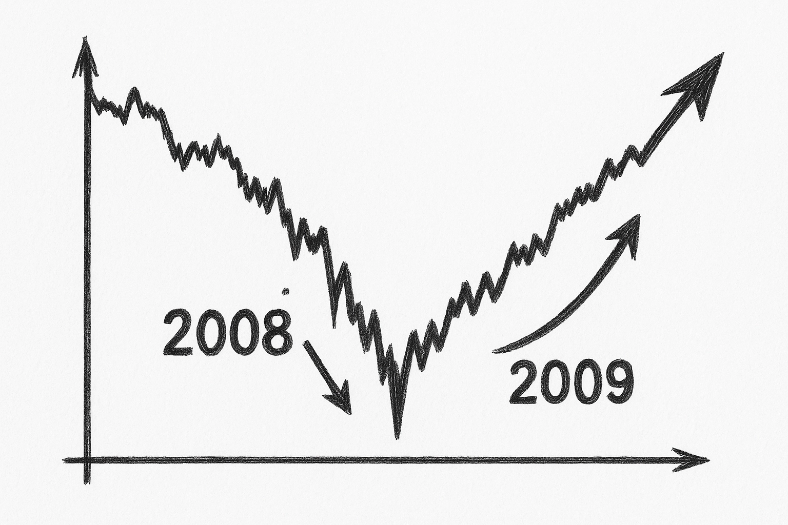 Imagen explicativa del crash financiero de 2008 y su posterior recuperación.