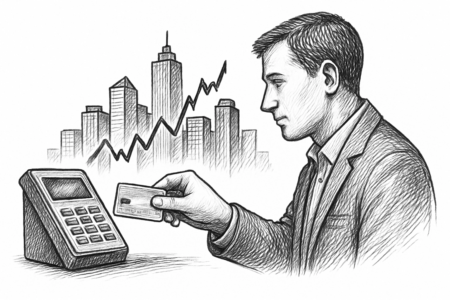 un hombre pagando comisiones