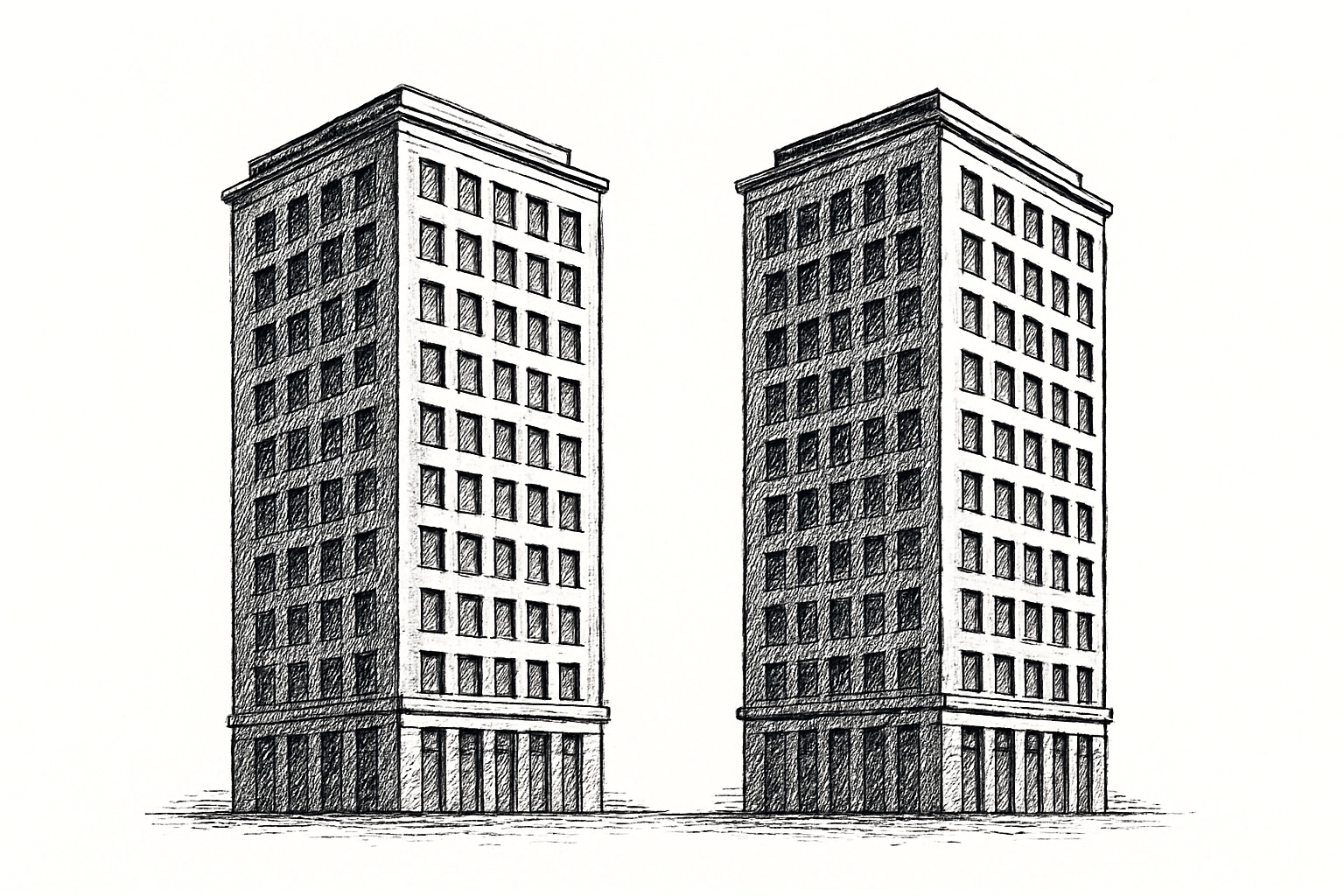 dos edificios iguales para representar etfs pasivos