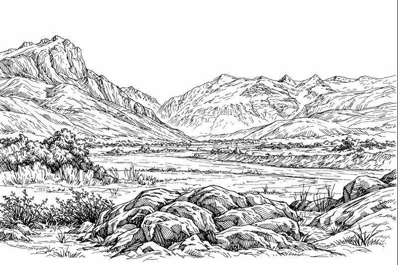 paisaje dibujado para el ipom