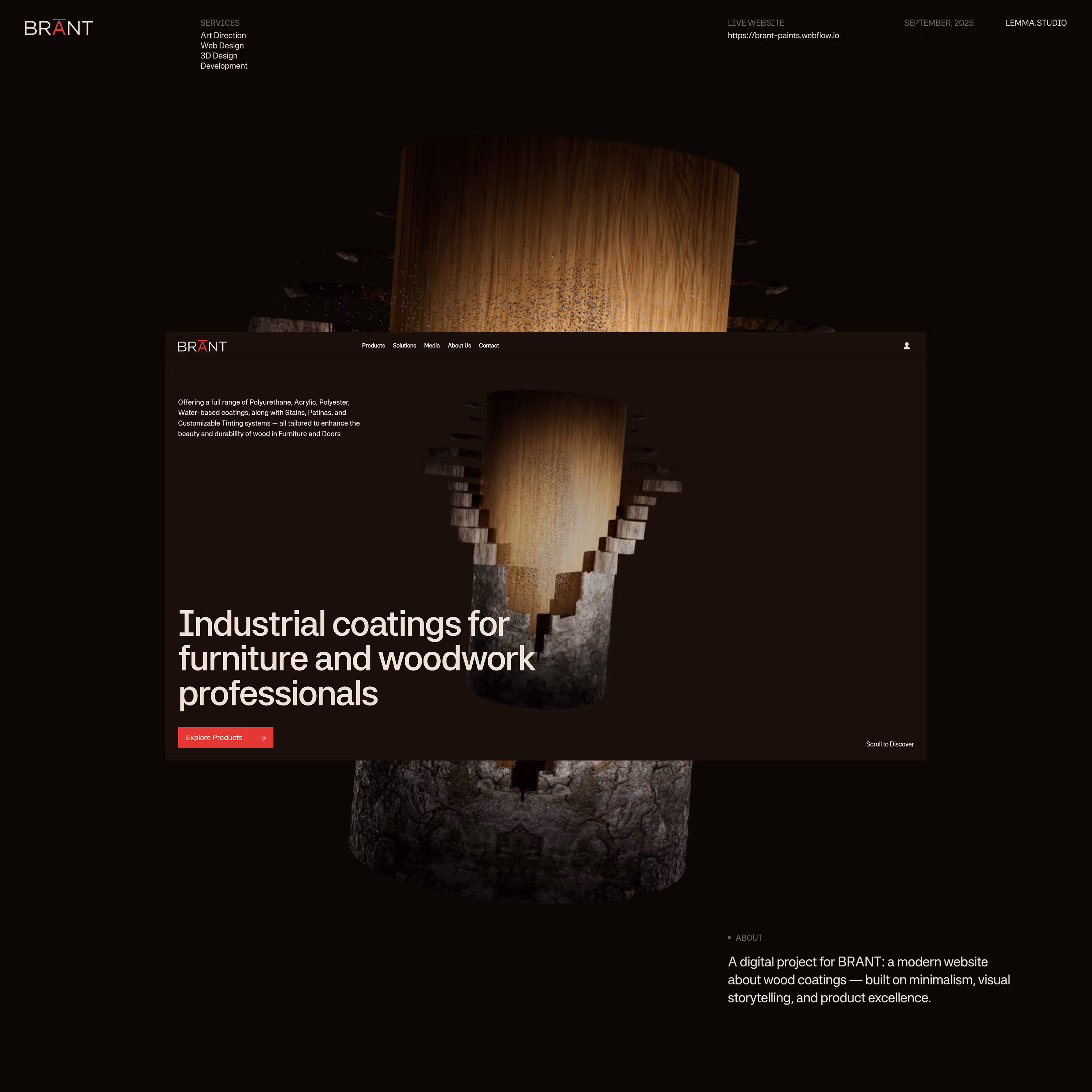 BRANT website. Art Direction, Design, 3D & Development.