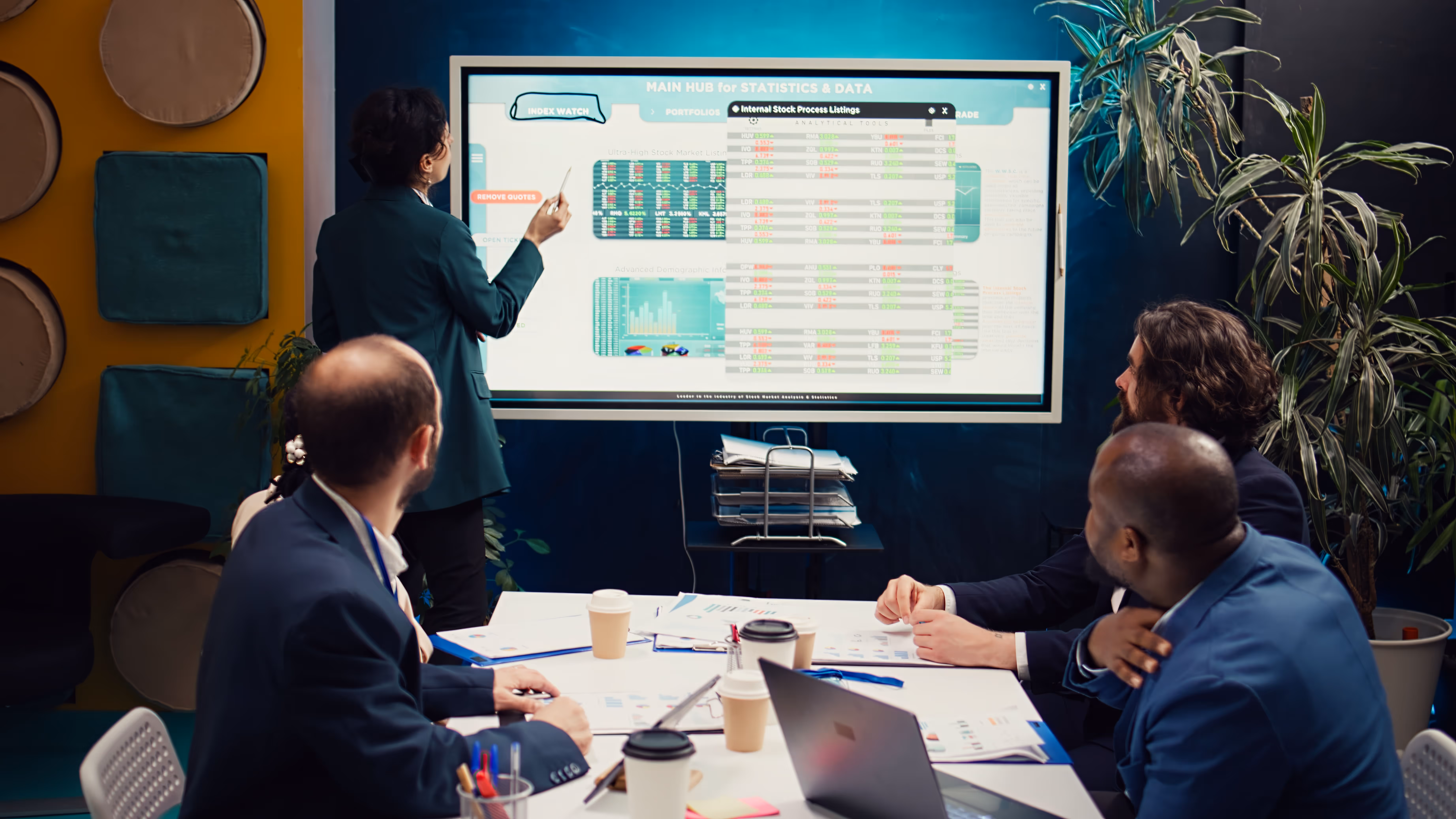 Professional analyzing data charts on a computer screen with digital graphs and statistics, representing AI-driven data annotation services.