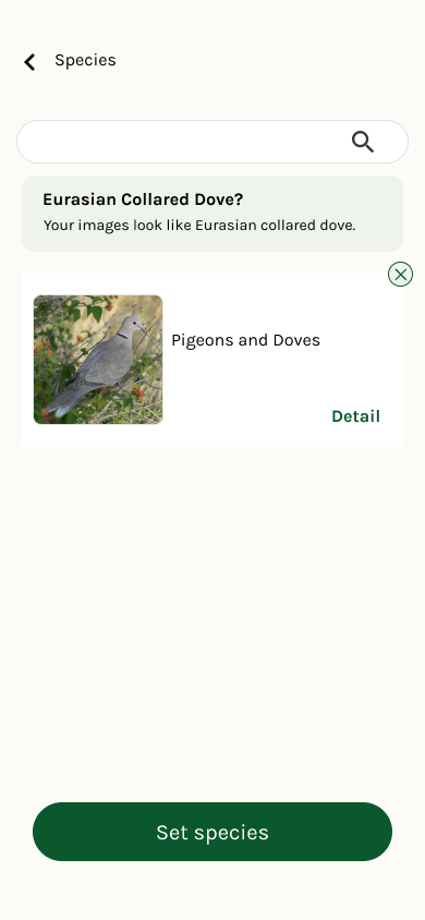 high fidelity version of select species page