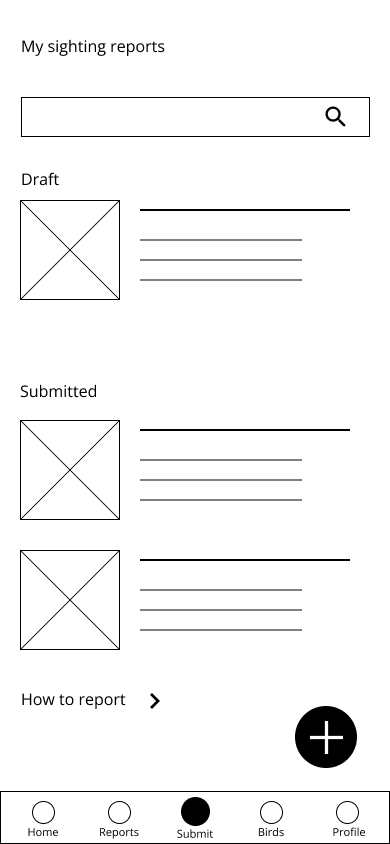 low fidelity version of entry point of user flow page