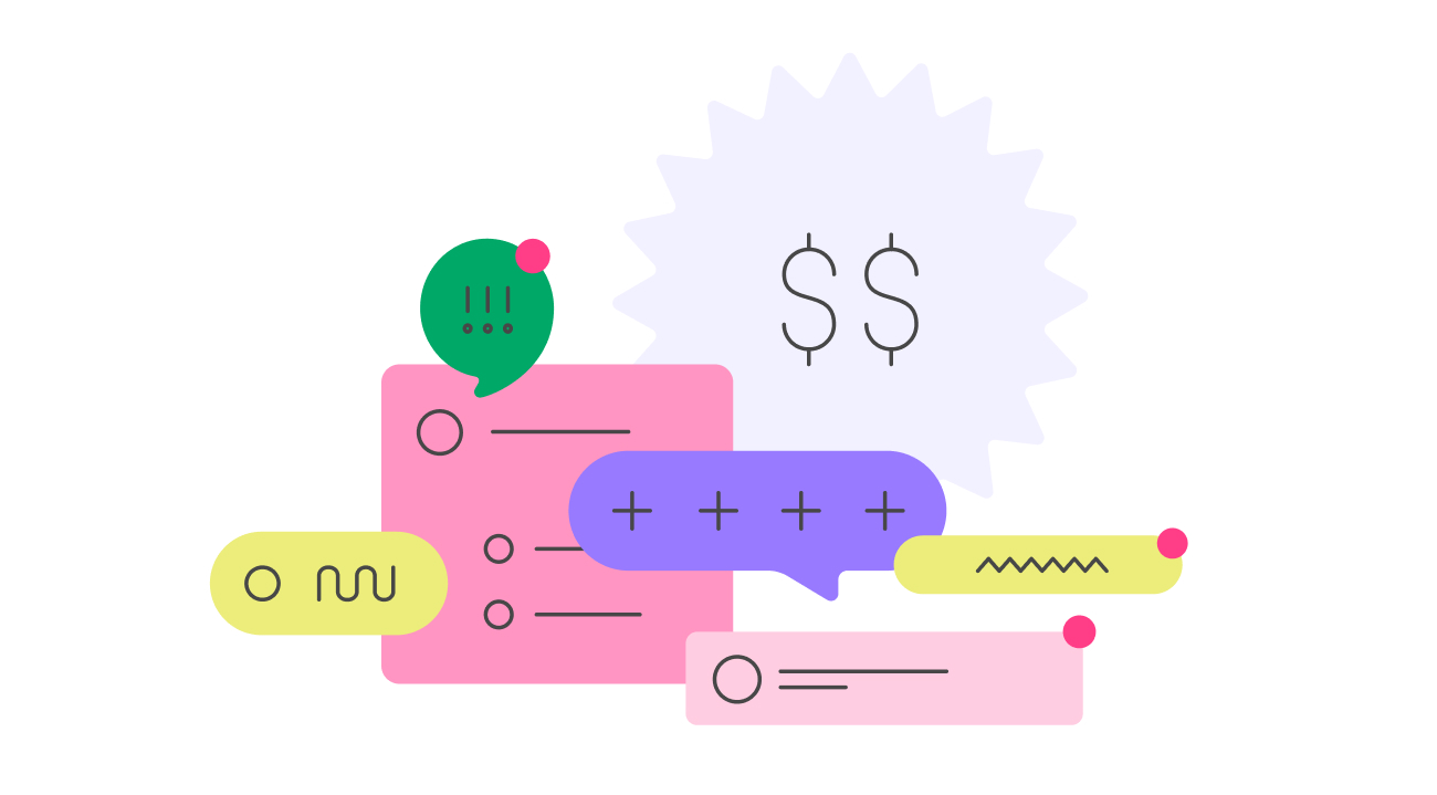 A cluster of meeting notifications and money signs. 