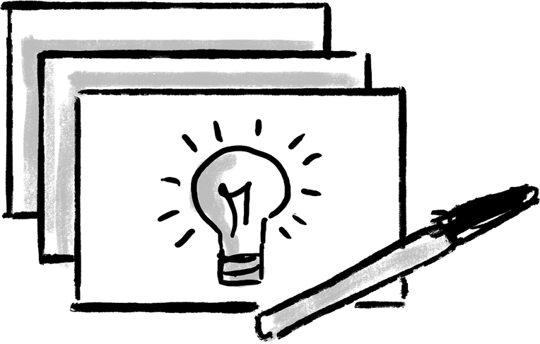 illustration of a lightbulb drawn on a stack of cards